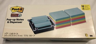 Post-it Pop-up Note Dispenser, Black Base Clear Top, Designed to work with Po...
