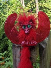 Red Jr. Dragon with Red Wings Shoulder Puppet 40 inches long boa magnet includ