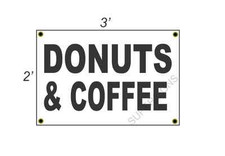 2x3 DONUTS  COFFEE Black  White Banner Sign NEW Discount Size  Price