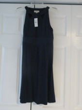 ANN TAYLOR LOFT Petites Dress Sm Navy Blue Sleeveless Cut out neck Stretch- NEW