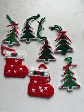 Christmas Ornaments Needlepoint set Of 7 Handmade