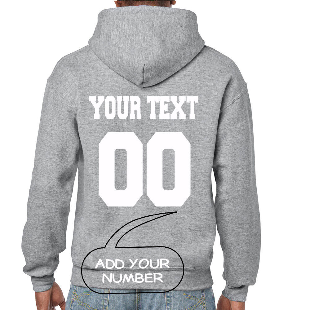 Custom HOODIE Sweatshirt Create Own Name Number BACK SIDE Customized  Personalize | eBay