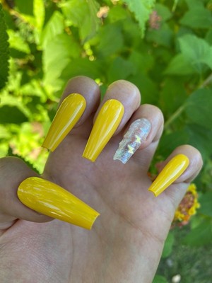 Bright Yellow Coffin Press On Nails With Butterfly Ebay