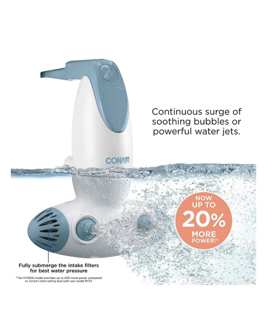 Conair Dual Jet Bath Spa, Portable Bath Spa with Jets, Bubbles and