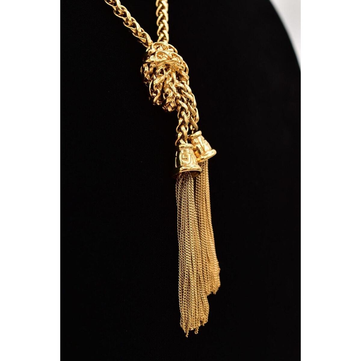 Givenchy Vintage Chain Tassel Necklace G Logo Wheat Gold Givenchy Vintage Chain Tassel Necklace G Logo Wheat Gold