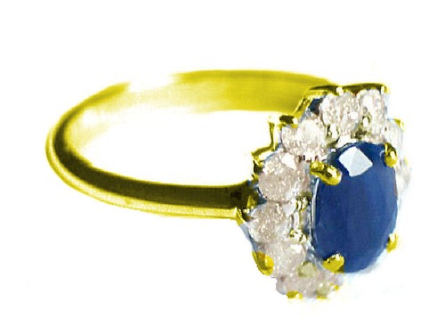 1.14ct Zafiro & Diamante Anillo En 14K Amarillo Oro - Imagen 3 de 8