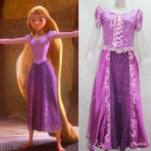 Adult Rapunzel Fancy Dress Anime Cosplay Costume Princess Fairytale Tangled#