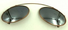 Vintage Copper Metal Oval Clips Clip-On Sunglasses Eyeglasses Frames