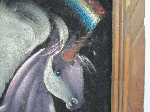 Vintage Black Velvet Painting Mexico – Psychedelic Unicorn - Picture 2 of 5