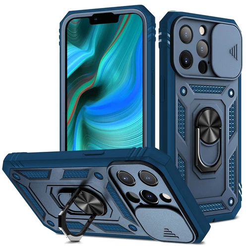 For iPhone 16 15 14 13 12 11 Pro Max Case Slide Camera Lens Ring Stand Cover - Picture 12 of 16