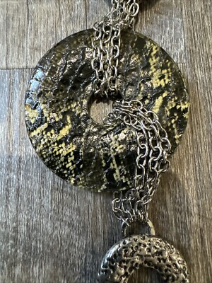 Chicos Filigree Metal Circle Medallion Statement Belt Chain M/L Goddess Boho Golden/silver Filigree Medallion Waist Chain Belt - 44  main image 2