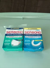 Sea Bond Secure Denture Adhesive Seals Original Lowers & Uppers. 30 Pads EachNIB