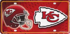Kansas City Chiefs NFL Football Aluminum Metal License Plate Tag NEW