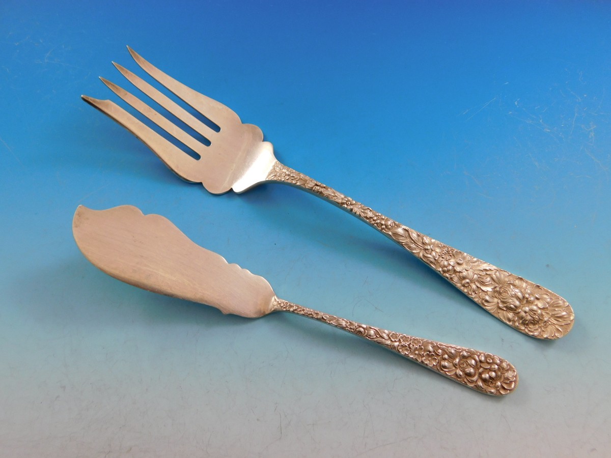 Rose by Stieff Sterling Silver Flatware Set for 12 Service 97 pc