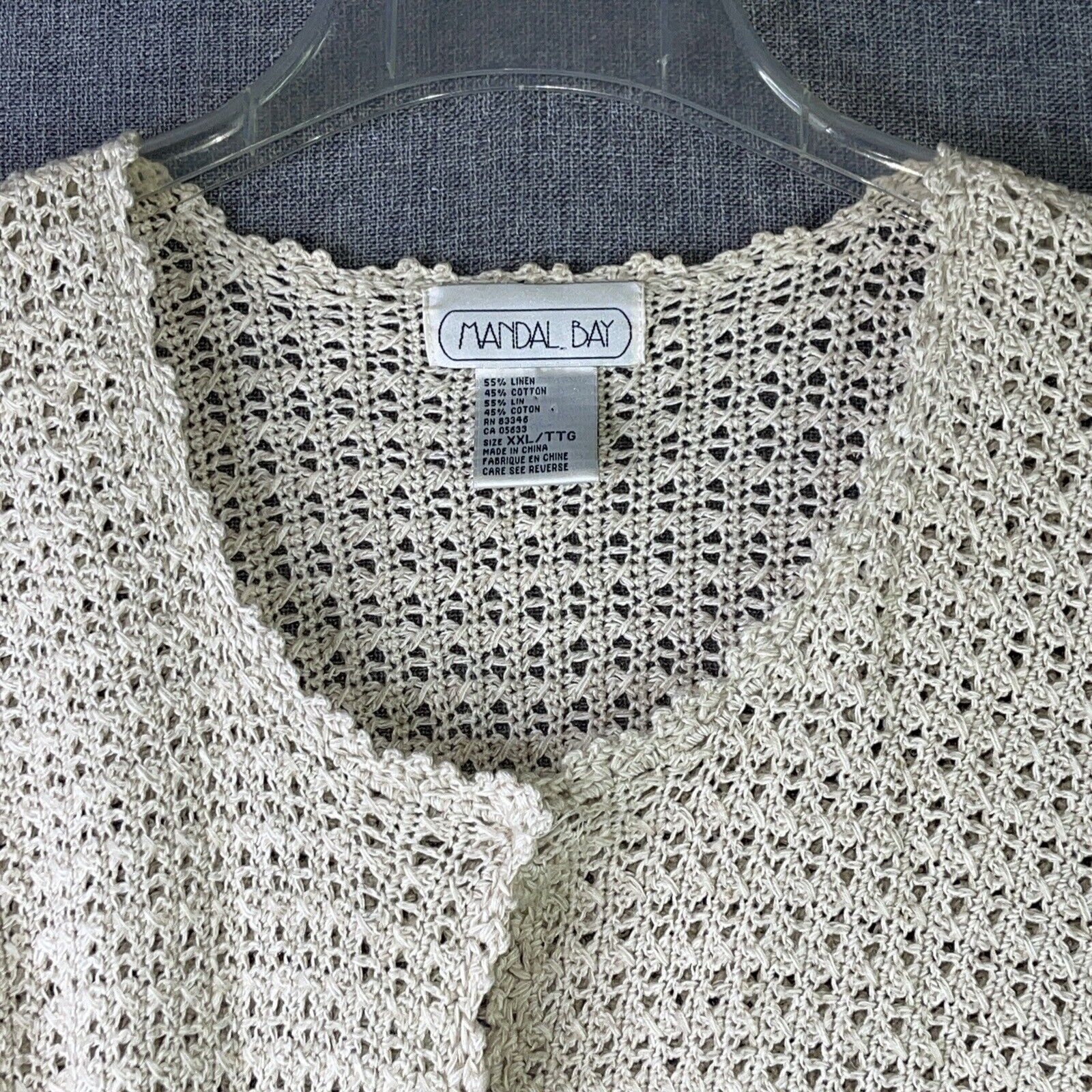 Vtg. Mandal Bay Cardigan Sweater Womens L Crotche… - image 3