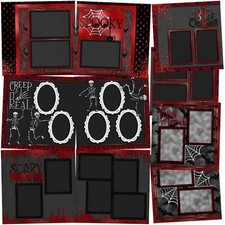RED BLACK HALLOWEEN - Scrapbook Layout Set