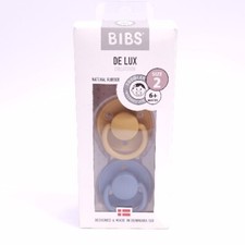BNIB Bibs Pack of 2 Pacifier Mustard/Petrol Round Teat Size 2 Latex