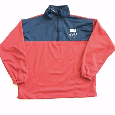 Olympics 2012 London Team USA United States 1/4 Zip Red Blue Pullover Size Large