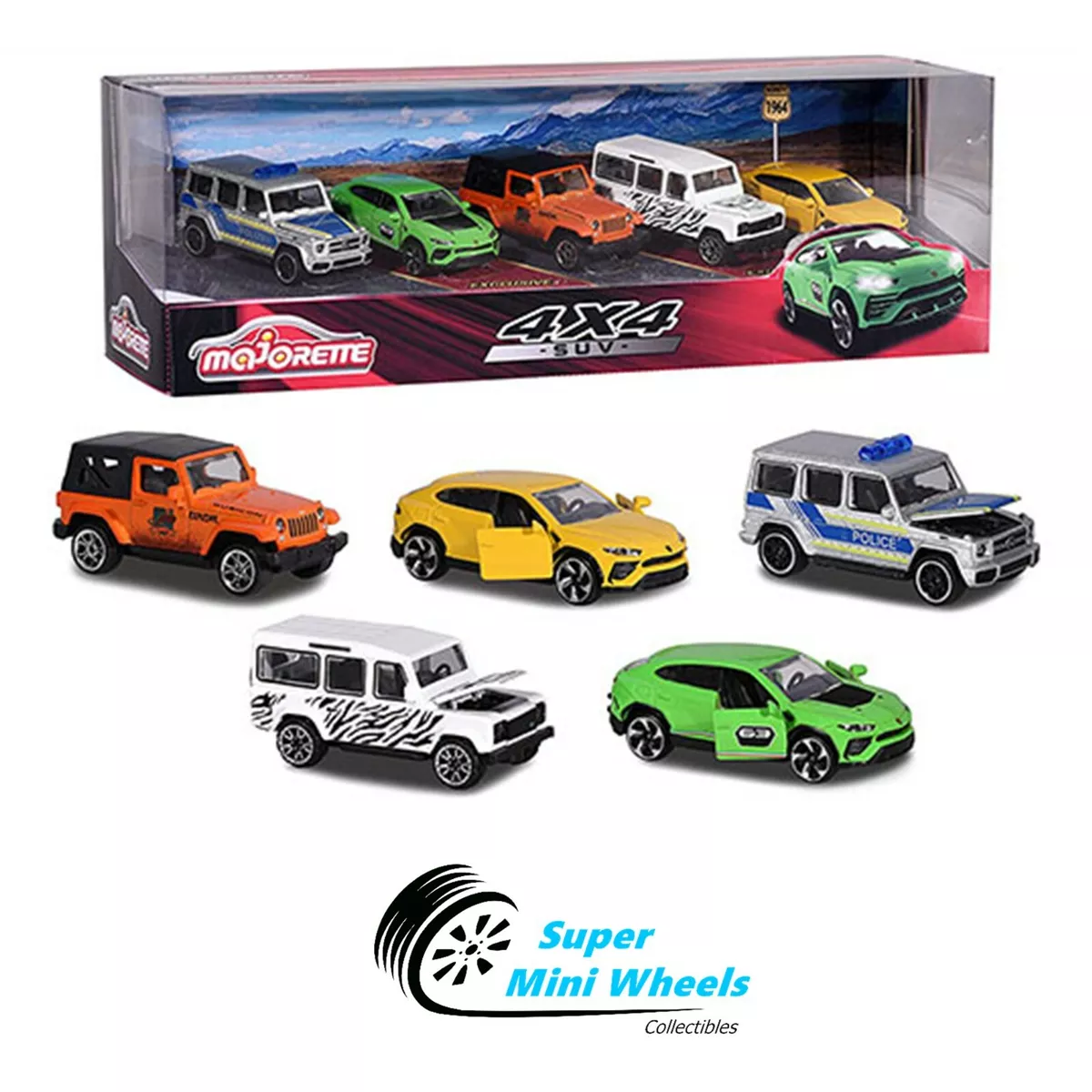 Majorette 1 64 4x4 SUV Giftpack 5 Car Assortment Lamborghini Jeep Land Rover G63