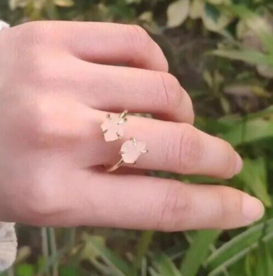 Spiritueller roher Kristall Rosenquarz ''''Der Herzstein'''' offener Ring in Geschenktüte