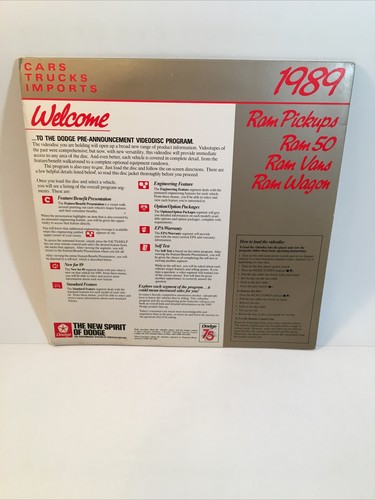 1989 Chrysler Dodge Preview Laserdisc Ram Pickups Vans Wagons 50g - Picture 2 of 6