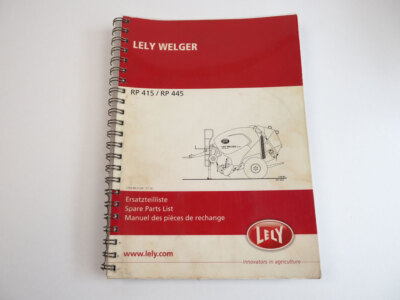 Lely Welger RP 415 445 Round Baler Parts List Spare Parts List 2010