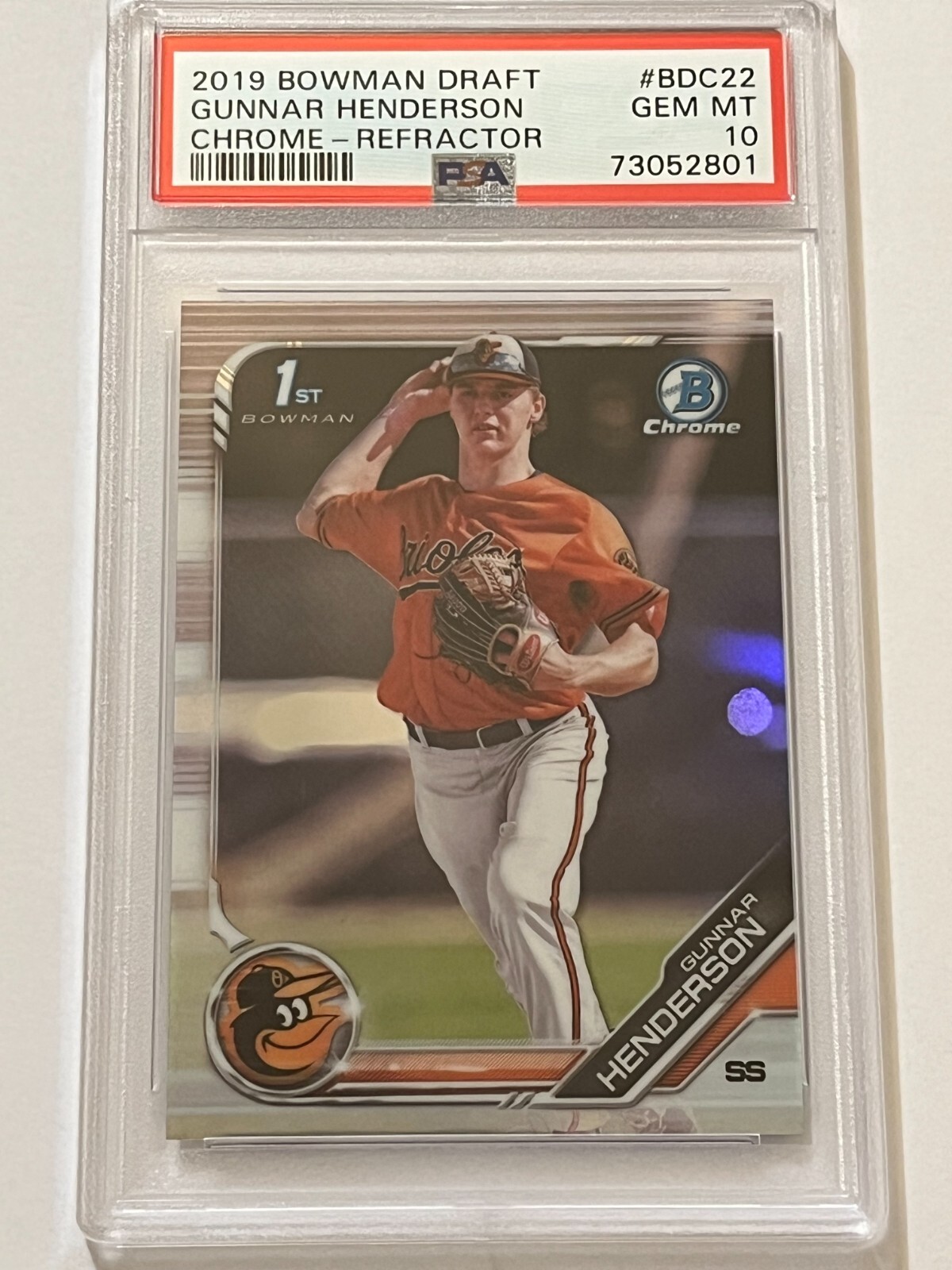 2019 Bowman Draft Chrome Refractor #BDC22 Gunnar Henderson Bowman 1st PSA 10 GEM