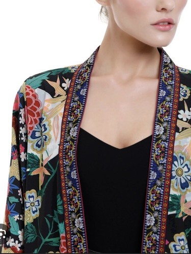 Alice + Olivia NEW Lynn Side Slit Floral Print Long Kimono Size XS/S - Picture 7 of 24