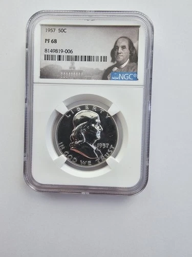 SILVER 1957 P PF68 FRANKLIN HALF DOLLAR GRADED NGC 50C P MINT 90% AG COIN