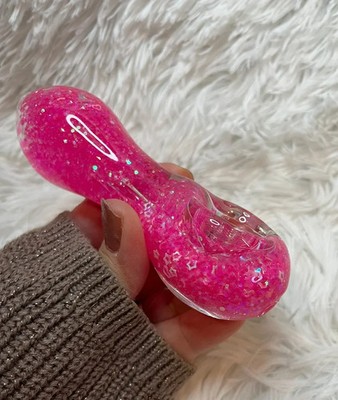 5'' Barbie Pink Freezable Glass Pipe Glycerin Glass Tobacco Hand Pipe
