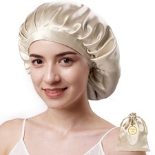 Kaome 100 Mulberry Silk Bonnet for Sleeping Women, 22 One Size, Champagne