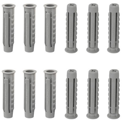 12PCS Plastic Anchor Bolts 0.3x2 inches Nylon Screw Expansion Plug Concrete