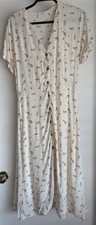 Sophie Rue Maxi Dress M Boho Floral Cream Orange Green Short Sleeve Sundress