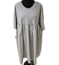 Obus Oversized Gingham Checked Dress Size L Uk18 Dropped Shoulder Short Sleeve