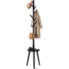 Coat Rack with 8 Hooks, Wooden Coat Rack Freestanding with Shelf, Coat Tree w...