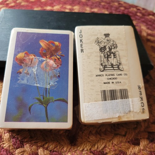 Vintage Arrco Spielkarten Chicago USA versiegelt 2 Packungen Blumen und Papagei - Bild 2 von 4