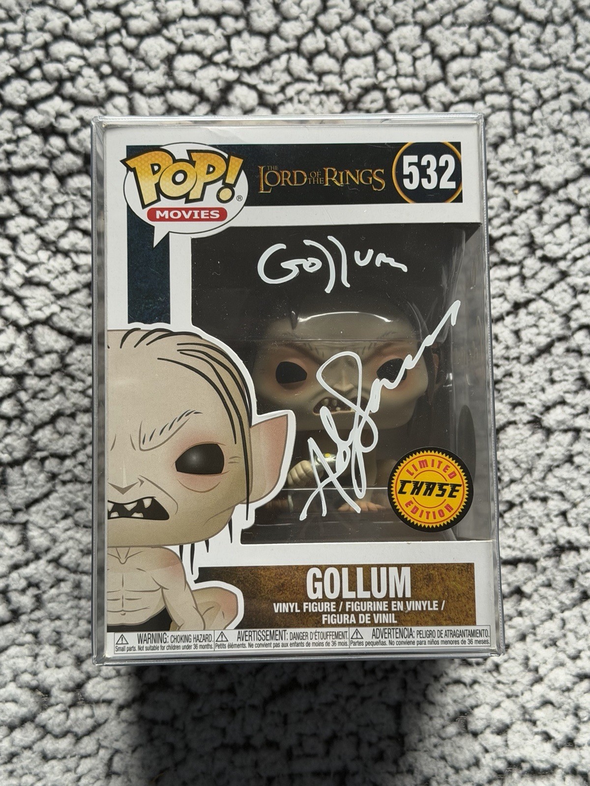 Funko Pop! El Señor de los Anillos Gollum #532 Firmado por Andy Serkis con CNC y Cita