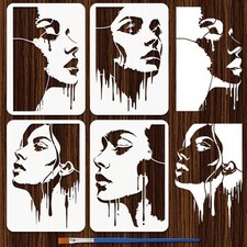 4 Styles Woman Stencils Lady Face PET Portrait Templates 8.3x11.7 Inch Set