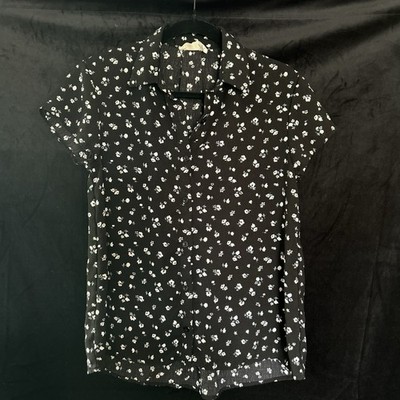 Everleigh XS Black and White Floral Print Blouse