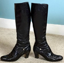 Salvatore FERRAGAMO Italy women's fashion leather BOOTS black 5B