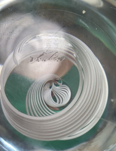 Steuben Art Glass George Thompson Cane Teardrop Ribbon Swirl Paperweight Bubble - Picture 7 of 9