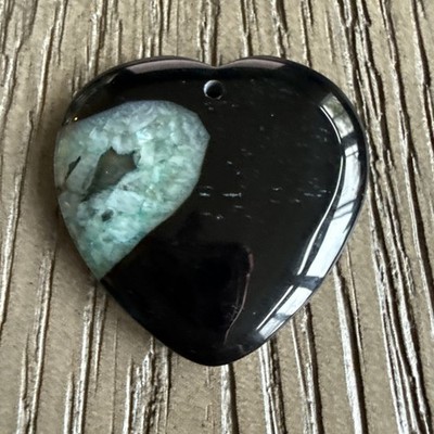 Beautiful Heart Druzy Geode Agate Pendant Bead 40x7mm - Item #276