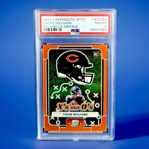 CALEB WILLIAMS - 2024 CONTENDERS OPTIC X's & O's ORANGE RC 16/50 - PSA 8 - BEARS