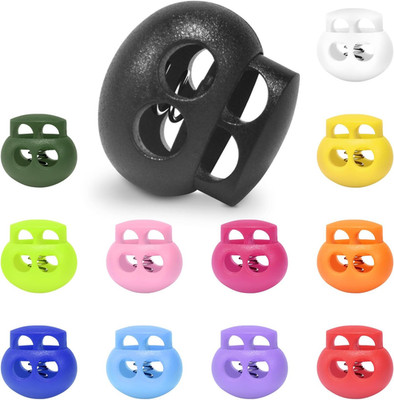 12 Pack Plastic Spring Cord Lock Toggle Stopper for Drawstring, Paracord Cord St