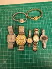 Timex Lot 7 Vintage Wrist Watches Mens Womens Repair Parts Projects Gold Tone