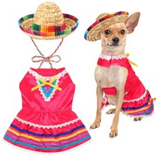 Mariachi Mexican Costume for Dog Mexican Dog Dress and Sombrero for Chihuahua...