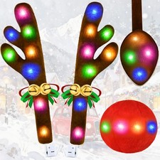 Christmas Car Decorations Reindeer Car Kit Antlers with Lights, Jingle Bells ...