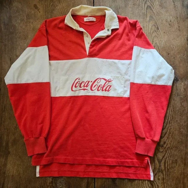 Vintage Coca-Cola Rugby Shirt Red White Logo Collector's Tee