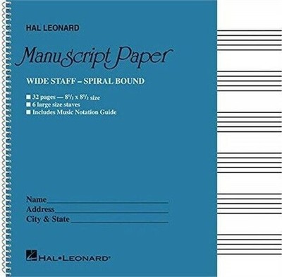 Wide Staff Wirebound Manuscript Paper (Aqua Cover)