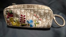 Christian Dior 2004 "Trotter" cloth bag with embroidered flower design.